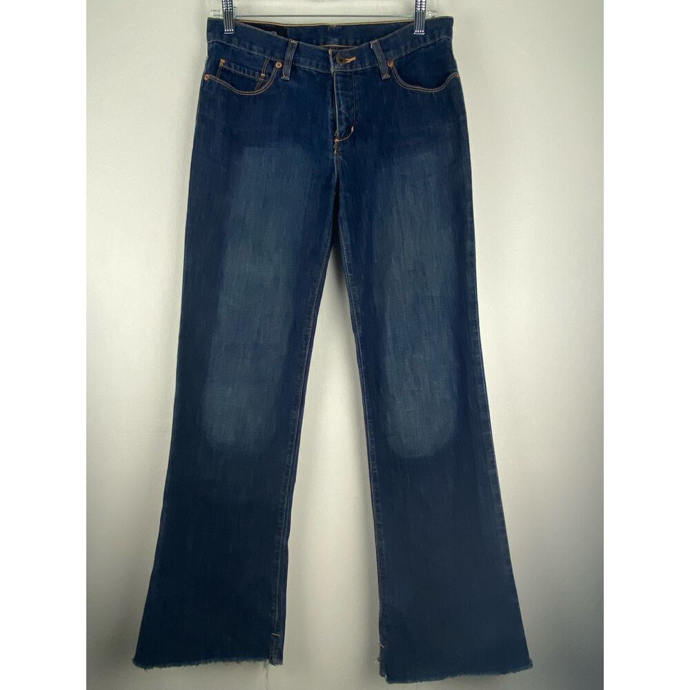 Volcom Jeans Bootcut Dark Wash Distressed Raw Hem Size 28x30 (1183)